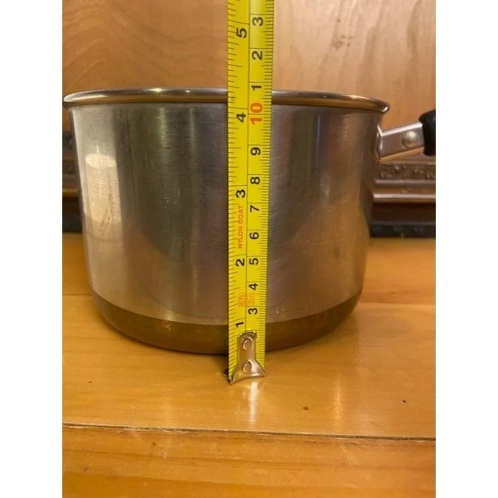 Vintage Revere Ware 2 Qt Copper Clad Bottom Saucepan Stainless Steel 1801 No Lid